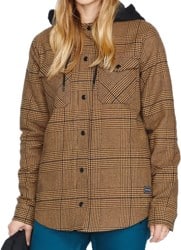 Volcom Women's Hooded Flannel Jacket - caramel