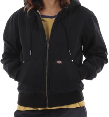 Dickies Women's Duck Canvas Textured Fleece Lined Jacket - stonewashed black - view large