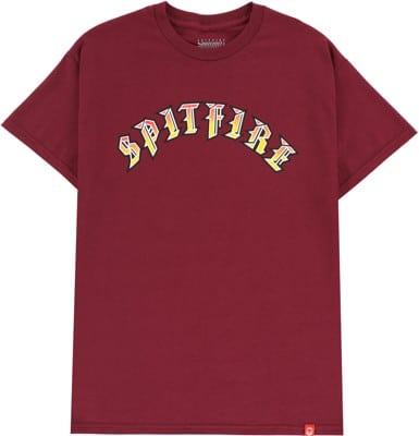 Spitfire Old E Fade Fill T-Shirt - maroon/red-gold - view large