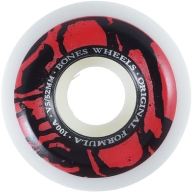 Bones 100's OG Formula V5 Sidecut Skateboard Wheels - white/red mummy skulls (100a) - view large