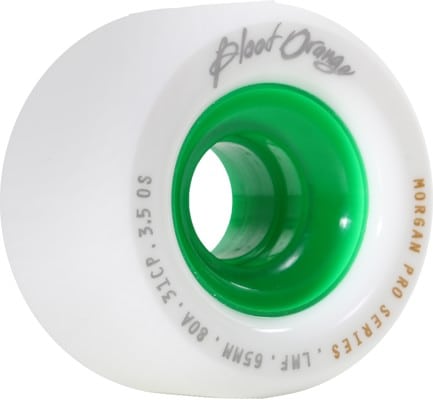 Blood Orange Morgan Pro Longboard Wheels - white/green core (80a) - view large