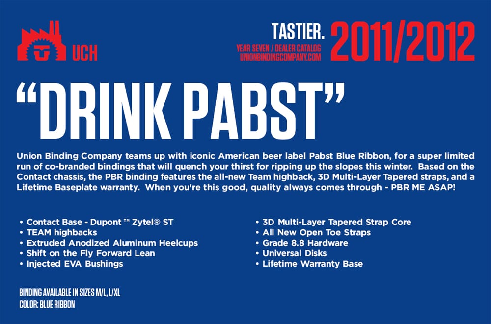 union pabst blue ribbon bindings
