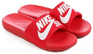 all red adidas slides