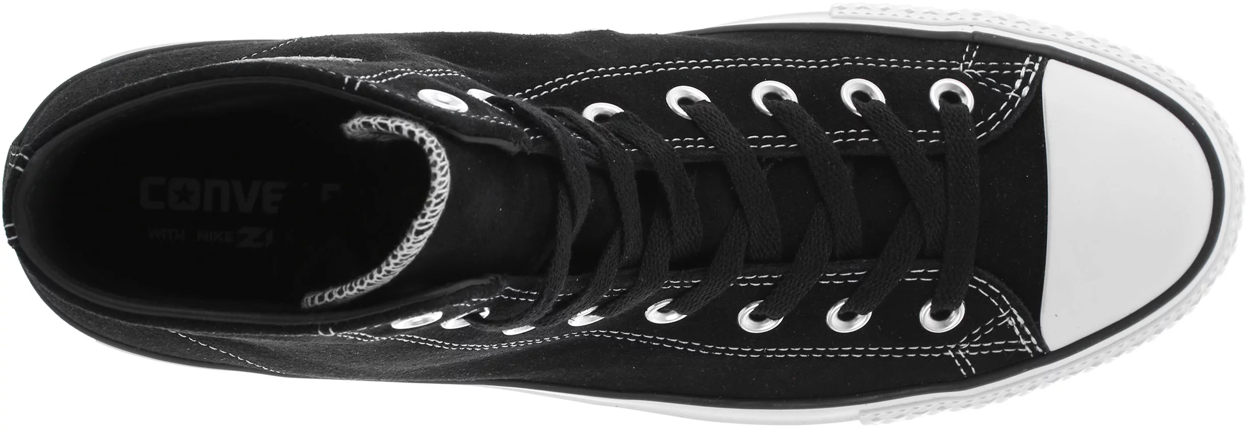 Converse Chuck Taylor All Star High Skate Shoes - (suede) black/black/white Free Shipping | Tactics