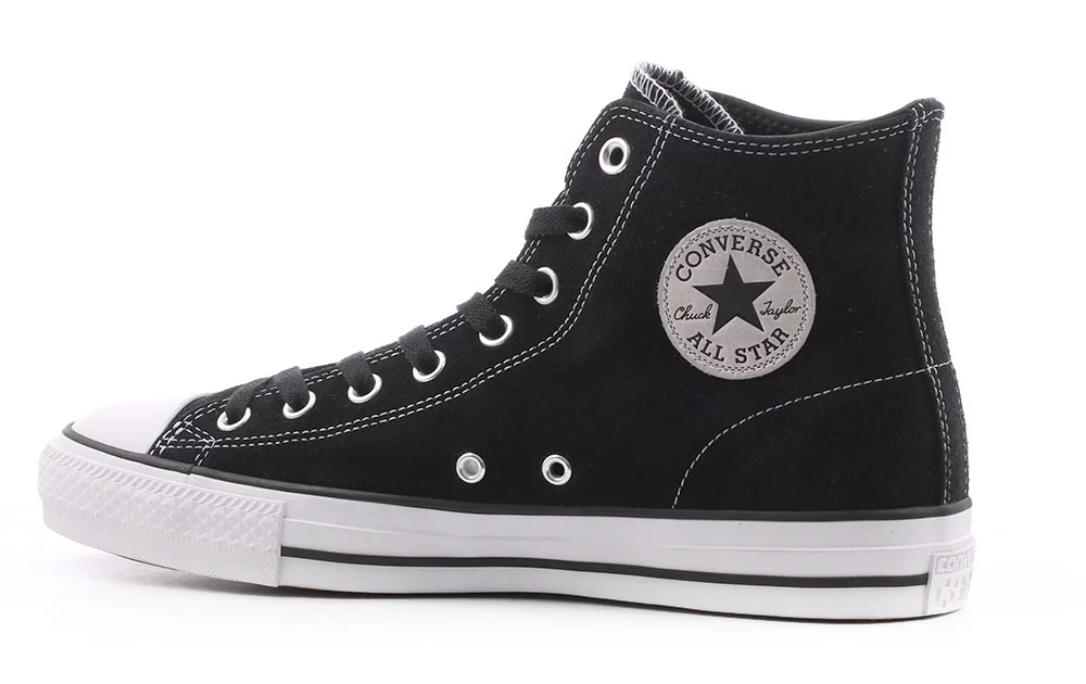Converse Chuck Taylor All Star Pro High Skate Shoes - (suede) black/black/white  - Free Shipping | Tactics
