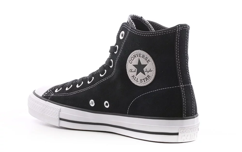 Converse Chuck Taylor All Star Pro High Skate Shoes - (suede) black/black/white  - Free Shipping | Tactics