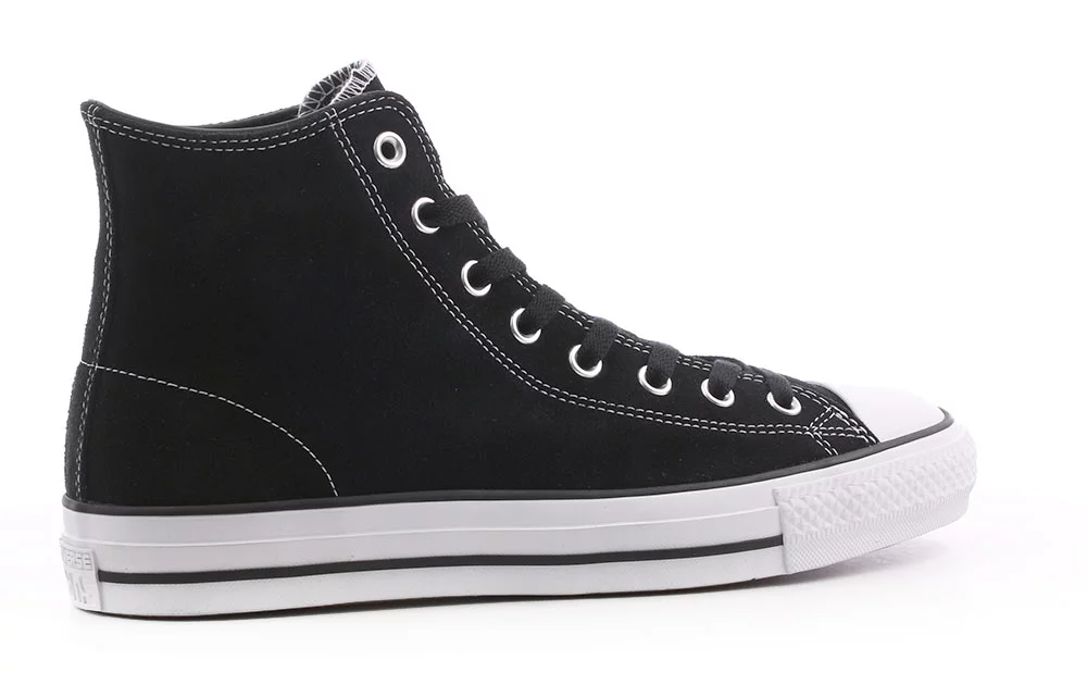 Converse Chuck Taylor All Star Pro High Skate Shoes - (suede)  black/black/white - Free Shipping | Tactics