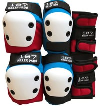 187 Killer Pads Six Pack Junior Pad Set - red/white/blue