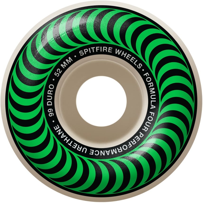 Spitfire Formula Four Classic Skateboard Wheels - white/green classic ...