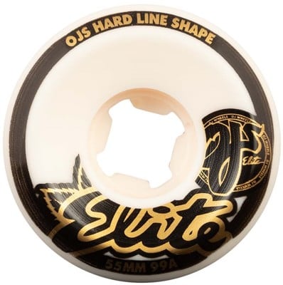 OJ Elite Hardline Skateboard Wheels - white/gold (99a) - view large