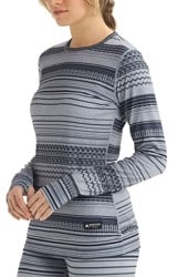 Burton Women's Midweight Base Layer Crew - gray revel stripe