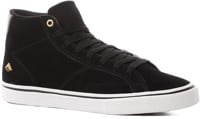 Emerica Omen High Top Skate Shoes - black/white/gold