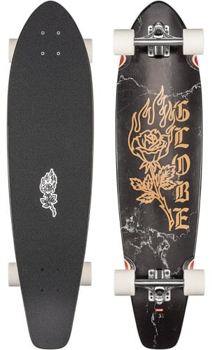 Globe The All-Time 35/" Black Rose Cruiser Skateboard Complete Brand New Sealed!