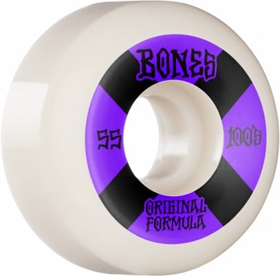 Bones 100's OG Formula V5 Sidecut Skateboard Wheels - white/purple #4 (100a) - view large