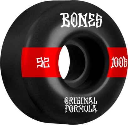 Bones 100's OG Formula V4 Wide Skateboard Wheels - black/red #14 (100a) - view large
