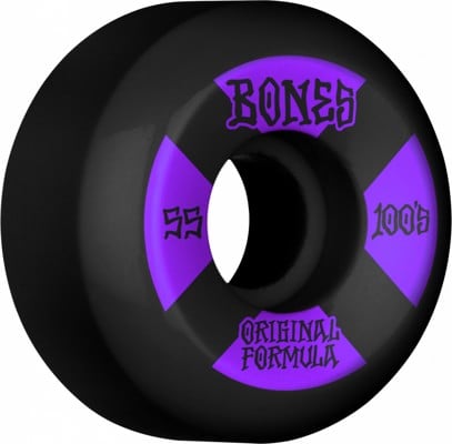 Bones 100's OG Formula V5 Sidecut Skateboard Wheels - black/purple #4 (100a) - view large