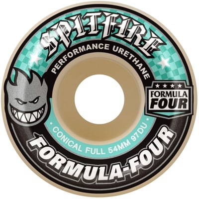 Spitfire Formula Four Conical Full Skateboard Wheels - natural/teal (97d) - view large