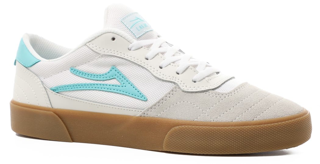 Lakai Cambridge Skate Shoes white/teal suede Free Shipping Tactics