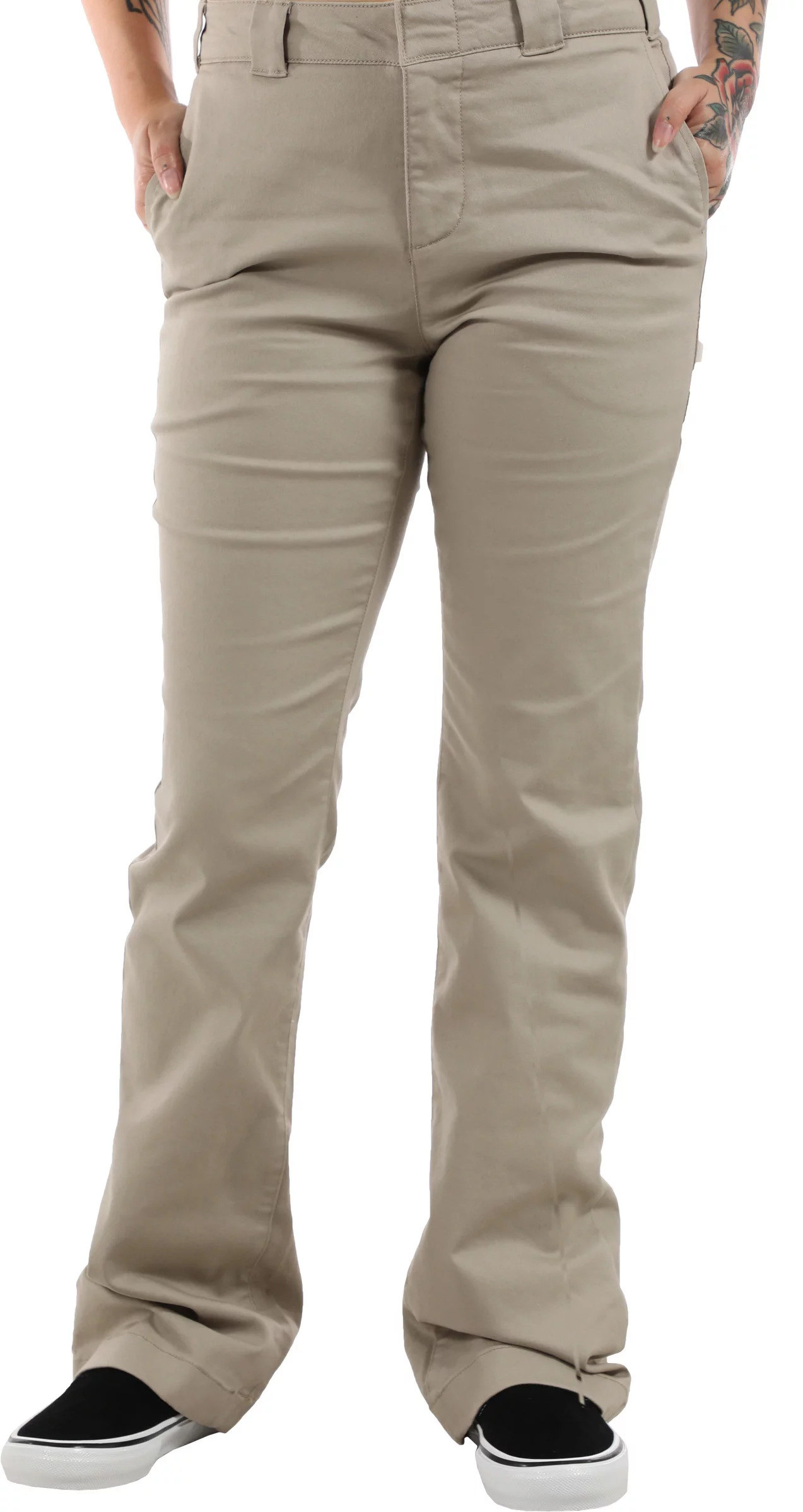 Dickies Women's Worker Boot Cut Pants - khaki