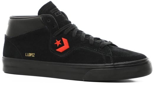 Converse Louie Lopez Pro Mid Skate Shoes - (mi gente) black/poppy glow/amarillo - view large