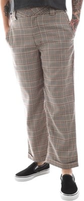 Dickies Women's Work Crop Roll Hem Pants - brown tan plaid - view large