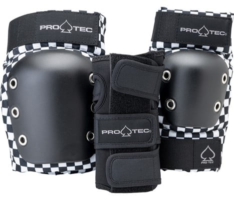 ProTec Street Jr Open Back 3-Pack Skate Pad Set - black checker - view large