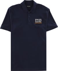 Passport Circle Saw Embroidery Polo Shirt - navy