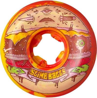 Slime Balls Jeremy Fish Speed Balls Skateboard Wheels - burger red/yellow swirl (99a) - view large