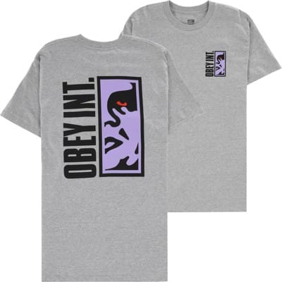 Obey Vertical Icon T-Shirt - heather grey - view large