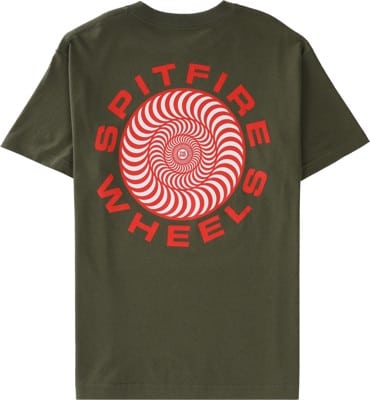Spitfire Classic 87' Swirl T-Shirt - military green/red/white - reverse - view large