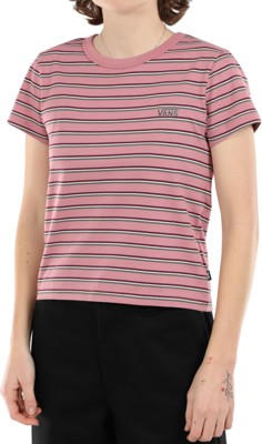 Vans Women's Striped Baby T-Shirt - mesa rose - view large