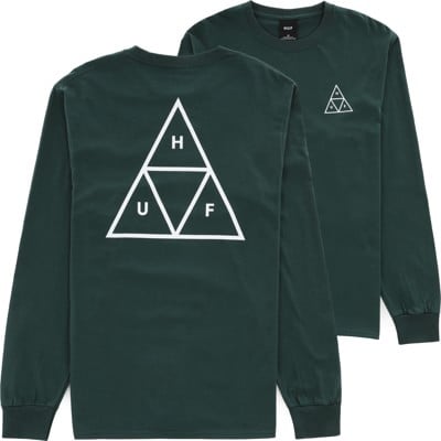 HUF Essentials Triple Triangle L/S T-Shirt - dark green - view large