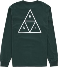 HUF Essentials Triple Triangle L/S T-Shirt - dark green