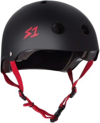 S-One Lifer Dual Certified Multi-Impact Skate Helmet - black matte/red strap - view large