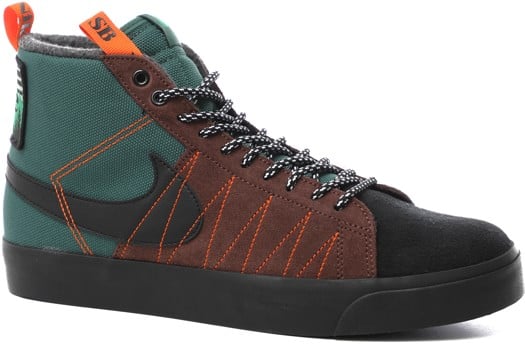 Nike SB Zoom Blazer Mid PRM Skate Shoes - noble green/black-white-safety orange - view large