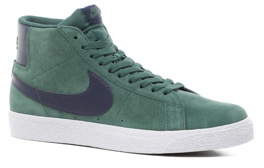 Nike Sb Zoom Blazer Mid Skate Shoes Noble Green Midnight Navy Noble Green White Free Shipping Tactics