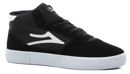 Lakai Cambridge Mid Skate Shoes - black/white suede - view large