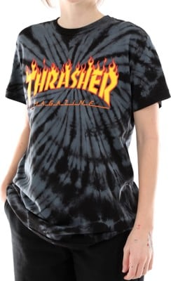 Thrasher Women's Flame Logo Tie Dye T-Shirt - black/grey - view large