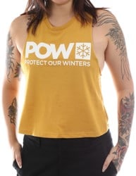 Protect Our Winters POW Stacked Logo Racerback Cropped Women's Tank - heather mustard