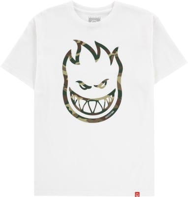 Spitfire Bighead Outline Fill T-Shirt - white/forest camo print - view large