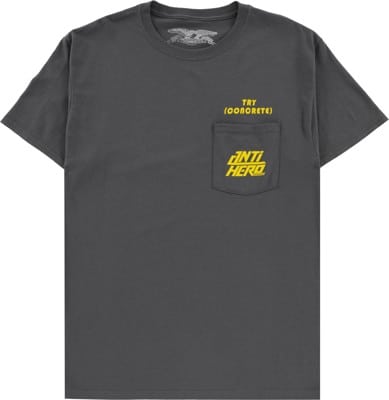 Anti-Hero Try Concrete Pocket T-Shirt - charcoal grey/yellow - view large