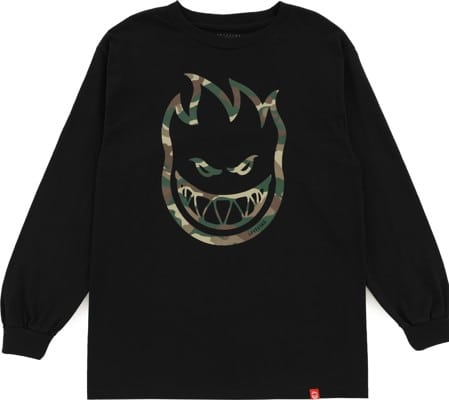 Spitfire Bighead Outline Fill L/S T-Shirt - black/forest camo - view large