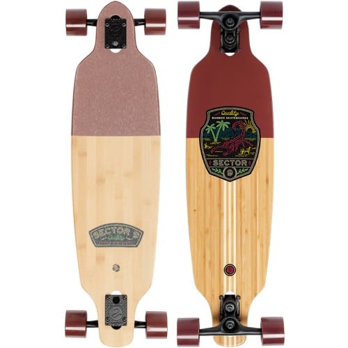 Sector 9 Shoots Stinger 33.5 Bamboo Sidewinder Complete Longboard black trucks burgundy wheels Tactics