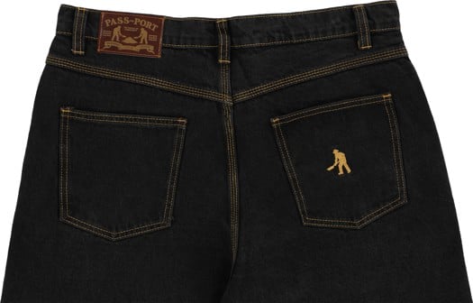 Pass~Port Workers Club Denim Jean - Washed Black / Brown Stitch