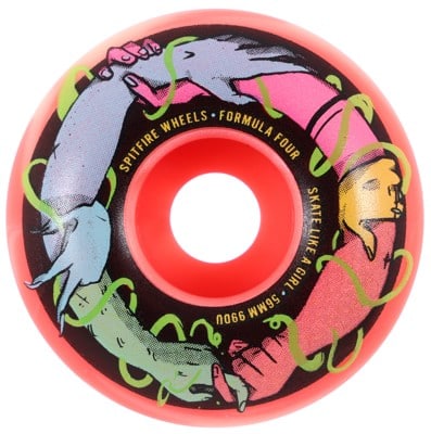 Spitfire Skate Like A Girl Formula Four Classic Skateboard Wheels - coral/natural swirl (99d) - view large