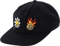 Baker Flower Flame Snapback Hat - black