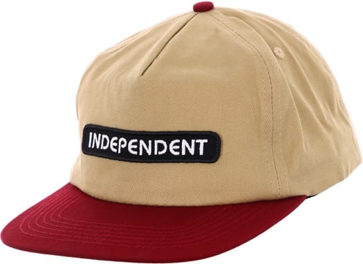 Independent B/C Groundwork Snapback Hat - tan/burgundy - view large