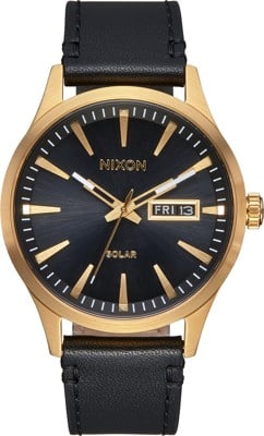 Nixon Sentry Solar Leather Watch - all gold/black - view large