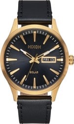 Nixon Sentry Solar Leather Watch - all gold/black