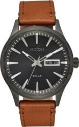 Nixon Sentry Solar Leather Watch - gunmetal